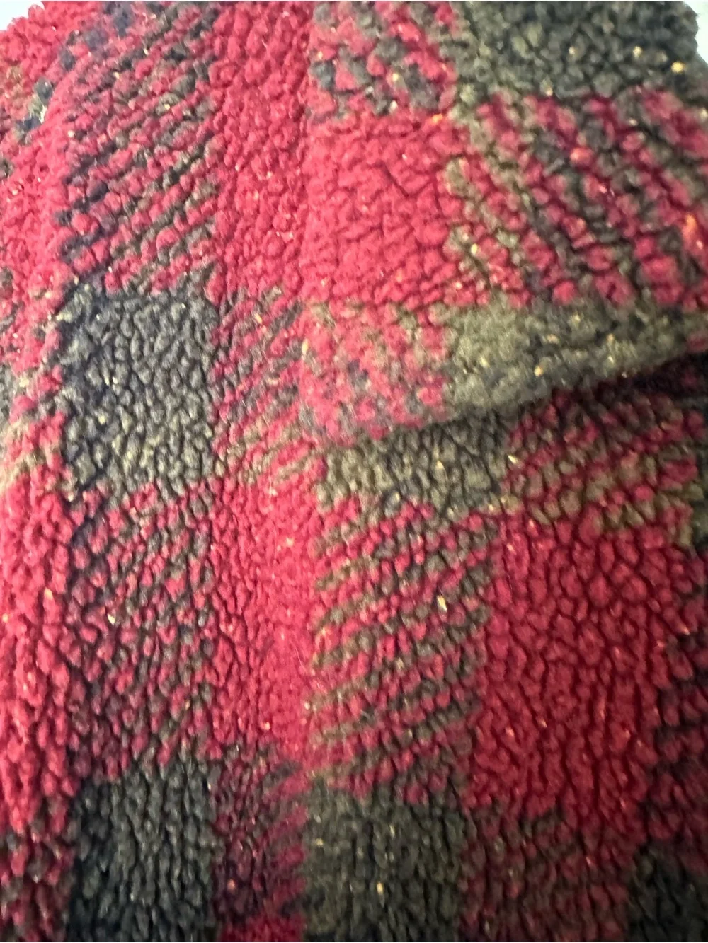 Eddie Bauer Red and Green Plaid Teddy Jacket